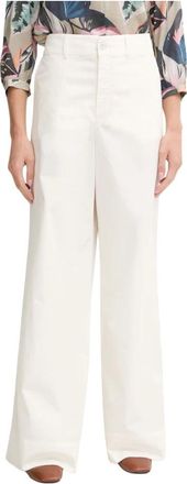 Marc Aurel Wijde broek - Dames - Wijde Broeken - Beige - XS - Katoen - Broeken