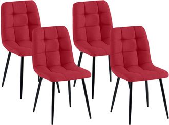 Clp Clp - Lote De 4 Sillas De Comedor Antibes Tela Rojo