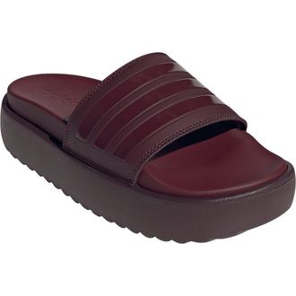 adidas Adilette Platform Slide Sandal in Maroon/Maroon/Shadow Red at Nordstrom Rack, Size 10