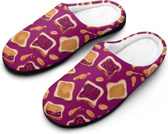Generic Peanut Butter Jelly Mens House Slippers Memory Foam Washable Cotton Slip on Home Shoes