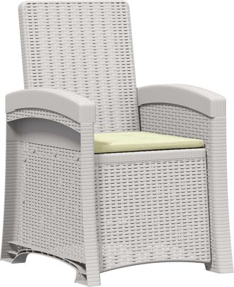 vidaXL Sill&oacute;n De Jard&iacute;n Reclinable Imitaci&oacute;n Rat&aacute;n Blanco Y Crema Pp Vidaxl