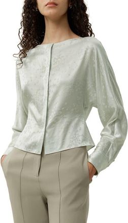 LilySilk YING Jacquard Silk Blouse in Jade Green at Nordstrom, Size Medium