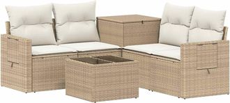 vidaXL Juego De Sof&aacute; 6 Uds. Beige Y Blanco Crema Vidaxl