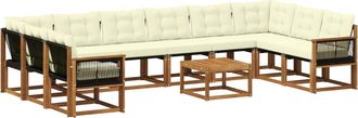 vidaXL Conjunto De Sof&aacute;s De Exterior 11 Uds. Natural Y Crema Vidaxl