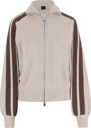 Pinko Sweatshirt met ritssluiting en Love Birds-logo - Dames - Vesten met rits - Beige - S - Nylon - Hoodies & sweatvesten