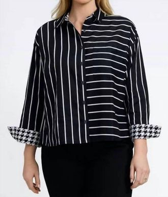 Foxcroft Marina Top In Black & White Stripe
