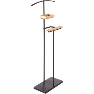 Beliani Coat Rack Black Steel Metal 118 cm Freestanding Clothes Stand with Shelves Industrial Hallway PIPOON