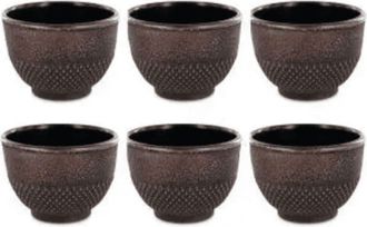 Aromandise 6 tazas de hierro fundido 15 cl negro y bronce