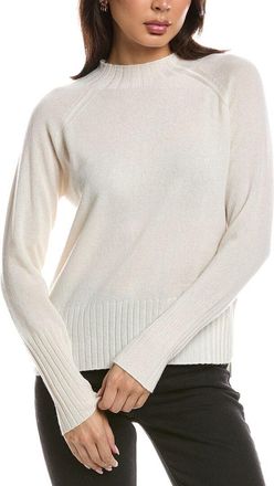 Fort&eacute; Cashmere Hi Low Rib Trim Funnel Neck 100% Cashmere Sweater