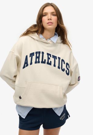 Superdry Kapuzensweatshirt SUPERDRY ATH ESS RELAXED HOOD, Damen, Gr. XS, beige (desert bone sanftes wei&szlig;), Sweatware, Obermaterial: 100% Baumwolle, bedruckt, o