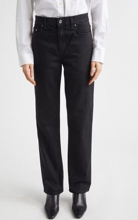 Toteme Low Rise Organic Cotton Straight Leg Jeans in Black at Nordstrom, Size 25