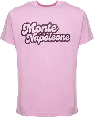 Family Fir$t Milano Montenapoleone Roze Katoenen Ronde Hals T-shirt - Heren - T-shirts - Roze - L - Katoen - Tops