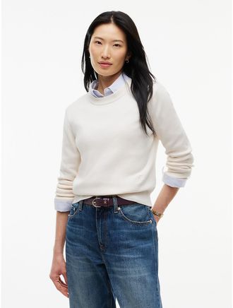 Tommy Hilfiger Womens Lightweight Crewneck Sweater - Ivory Petal - XXS