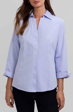 Foxcroft Taylor Fitted Non-Iron Shirt in Blue Wave at Nordstrom, Size 14