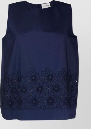 Parosh embroidered cotton sleeveless top with cut-out detailing