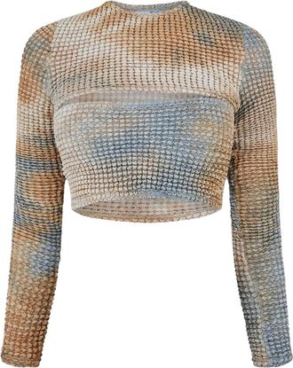 Off-white Off White Dames/Dames Tie Dye Cut Out Crop Top (Beige)