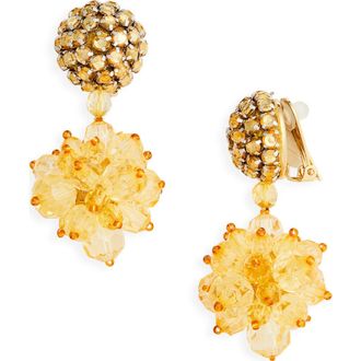 Oscar De La Renta Beaded Pompom Drop Clip-On Earrings in Topaz at Nordstrom