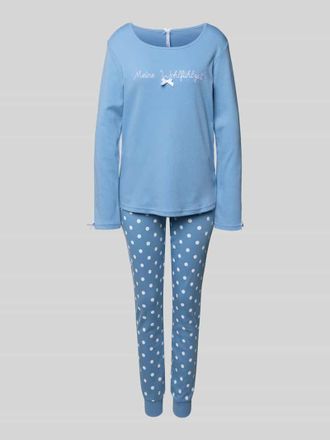Louis & Louisa Regular Fit Pyjama mit Zierschleife Modell Meine Wohlfühlzeit in Blau, Größe XXL