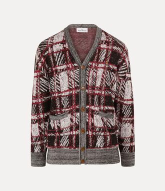 Vivienne Westwood Scribble Check Cardigan Wool Viscose Blend Black XL Men