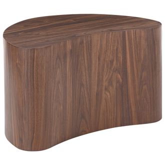 Beliani Mesa Auxiliar Moderna De Mdf Chapa De Papel Con Forma De Ri&ntilde;&oacute;n Sala De Estar Marr&oacute;n Oscuro Bilpa
