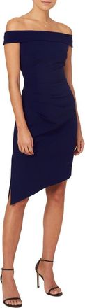 Milly Ally Off the Shoulder Asymmetric Hem Sheath Dress in Navy at Nordstrom, Size 12