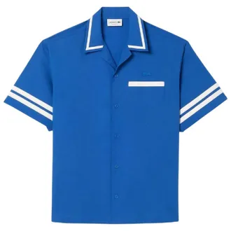 Lacoste Heren Katoenen Twill Relaxed Fit Overhemd (Blauw)