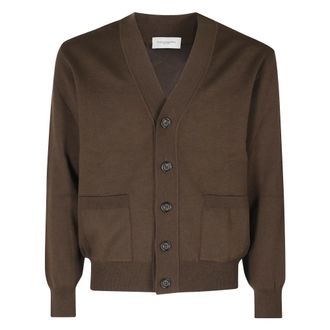Paolo Pecora Cardigan in Lana Merino Extrafine con Bottoni in Ebano - - Knitwear - Uomo - Marrone - XL