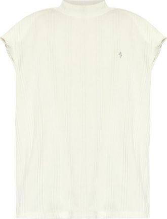 The Attico Ivory Logo-Raised Ribbed Top