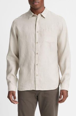 Vince Linen Button-Up Shirt in Pumice Rock at Nordstrom, Size Xx-Large