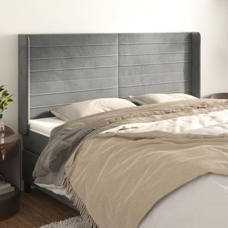 vidaXL Cabecero Con Orejas De Terciopelo Gris Claro 163x16x118/128 Cm Vidaxl
