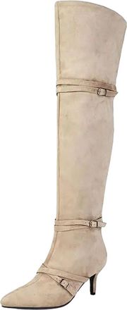 Generic Womens Sexy Over The Knee Boots Pointed Toe Med Thin Heel With Convertible Fold Over Shaft And Pleated Detail