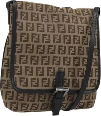 Fendi Pre-owned Cross Body Bags, female, Beige, Size: ONE SIZE Pre-owned Vintage Zucchino Shoulder Bag