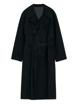 Christophe Lemaire double-breasted belted trench coat - men - Fabric - 48 - Black