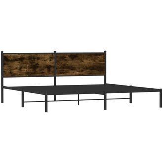 vidaXL Vidaxl - Estructura De Cama Sin Colch&oacute;n Metal Roble Ahumado 193x203 Cm