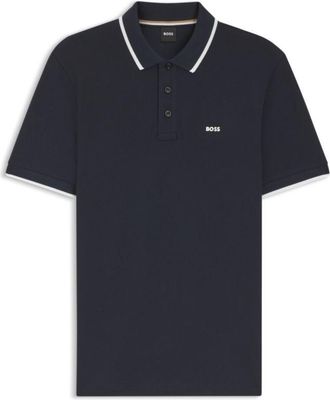 BOSS Cotton-piqu&eacute; polo shirt with contrast tipping