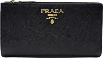 Prada Pre-owned 1Ml 009 Portemonnee (bi-fold) - Dames - Vintage Accessoires - Zwart - ONE Size - Leer - Vintage