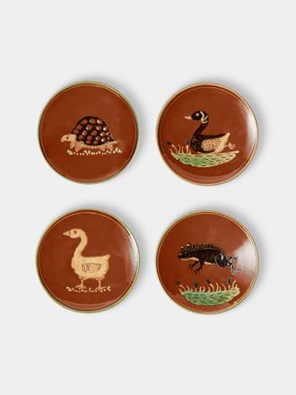 Poterie d'&Eacute;vires Animals Hand-Painted Ceramic Plates - 5.5in/14cm (Set of 4)