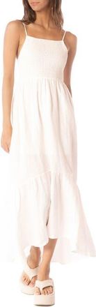 Maaji Isadora Smocked Linen Maxi Dress in White at Nordstrom, Size Medium