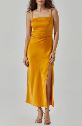ASTR the Label Satin Slipdress in Marigold at Nordstrom, Size Large