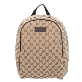 Gucci Beige Brown Gg Canvas Backpack (Pre-Owned)