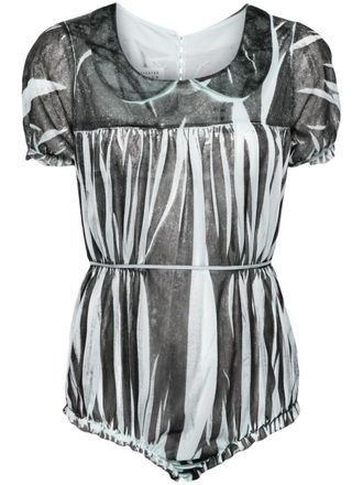 Maison Margiela Body met korte mouwen en zebraprint - Blauw