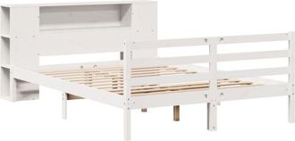 vidaXL Bookcase Bed without Mattress White 120x190 cm Small Double Solid Wood Pine Vidaxl