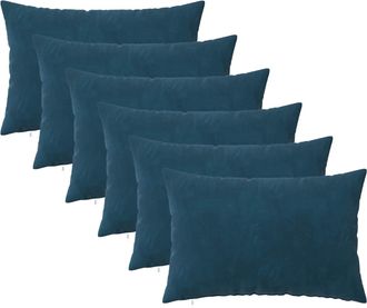 vidaXL Funda De Almohada 6 Pcs Heerlen Azul 30 X 50 Cm Terciopelo Vidaxl