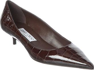 Jimmy Choo London Amelia Croc-Embossed Patent Pump