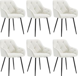 Woltu Woltu - Conjunto De 6 Silla De Terciopelo Moderna Con Patas De Metal Crema