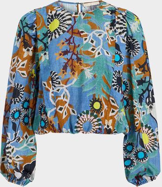 Marie Oliver Hallie Floral-Print Blouson Top