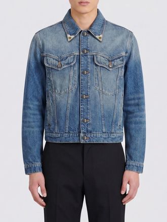 Versace Giacca a camicia in denim di cotone con tasche applicate
