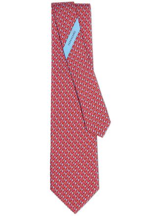 Ferragamo equestrian-print silk tie - Red