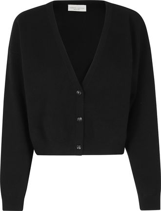 Roberto Collina Black Boxy Cropped Merino Wool Cardigan