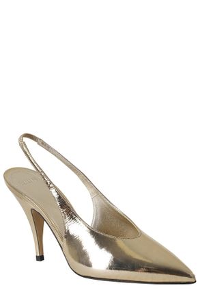 3Juin Pointed-Toe Slingback Heels With Metallic Finish